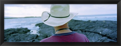 Framed Man with Straw Hat Galapagos Islands Ecuador Print