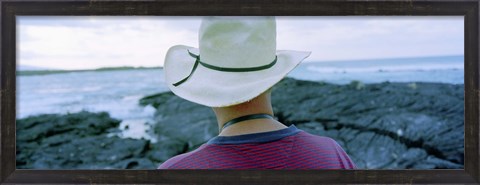 Framed Man with Straw Hat Galapagos Islands Ecuador Print