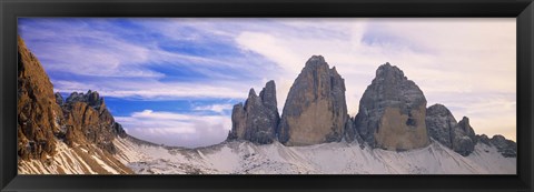 Framed Dolomites Alps with snow, Italy Print