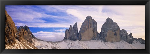 Framed Dolomites Alps with snow, Italy Print