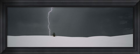 Framed Lightning in the sky over a desert, White Sands National Monument, New Mexico, USA Print