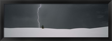 Framed Lightning in the sky over a desert, White Sands National Monument, New Mexico, USA Print