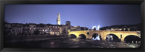 Framed Ponte Pietra And Adige River, Verona, Italy Print