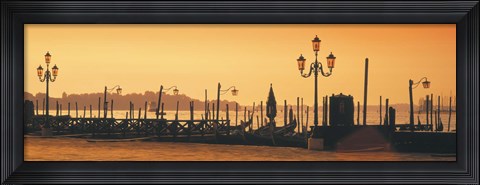 Framed Venice, Italy Pier with Orange Sky Print