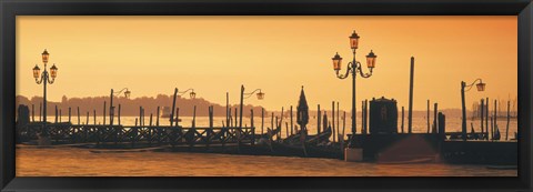 Framed Venice, Italy Pier with Orange Sky Print