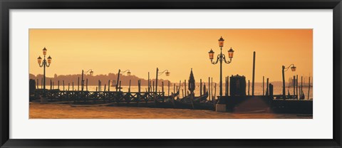 Framed Venice, Italy Pier with Orange Sky Print