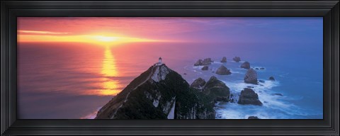 Framed Sunset, Nugget Point Lighthouse, South Island, New Zealand Print