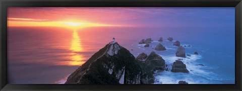 Framed Sunset, Nugget Point Lighthouse, South Island, New Zealand Print