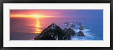 Framed Sunset, Nugget Point Lighthouse, South Island, New Zealand Print