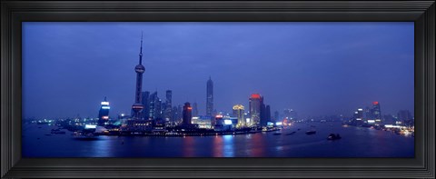 Framed Shanghai at dusk, China Print