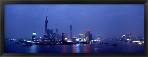 Framed Shanghai at dusk, China Print