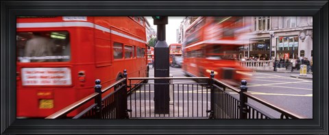 Framed Double-Decker buses on the road, Oxford Circus, London, England Print