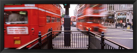 Framed Double-Decker buses on the road, Oxford Circus, London, England Print