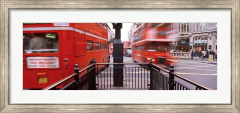Framed Double-Decker buses on the road, Oxford Circus, London, England Print