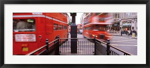 Framed Double-Decker buses on the road, Oxford Circus, London, England Print