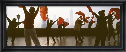 Framed Morning Exercise, The Bund, Shanghai, China Print