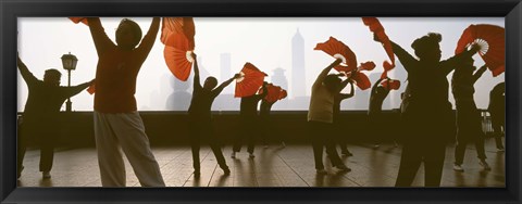 Framed Morning Exercise, The Bund, Shanghai, China Print