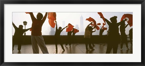 Framed Morning Exercise, The Bund, Shanghai, China Print