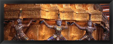 Framed Close-up of statues in a temple, Grand palace, Bangkok, Thailand Print