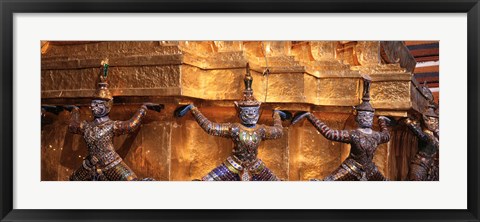 Framed Close-up of statues in a temple, Grand palace, Bangkok, Thailand Print