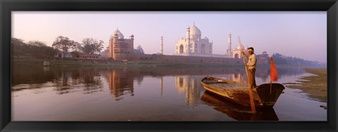 Framed Reflection of a mausoleum in a river, Taj Mahal, Yamuna River, Agra, Uttar Pradesh, India Print