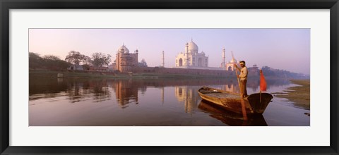 Framed Reflection of a mausoleum in a river, Taj Mahal, Yamuna River, Agra, Uttar Pradesh, India Print