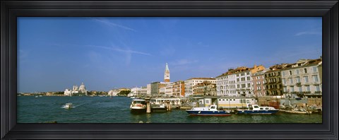 Framed Buildings along a canal with a church in the background, Santa Maria Della Salute, Grand Canal, Venice, Italy Print