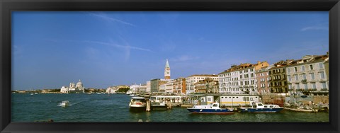 Framed Buildings along a canal with a church in the background, Santa Maria Della Salute, Grand Canal, Venice, Italy Print