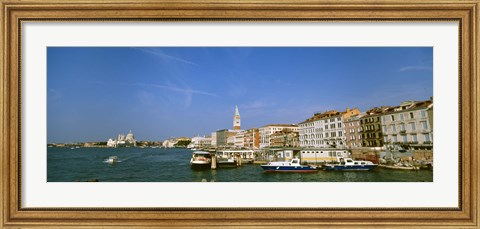 Framed Buildings along a canal with a church in the background, Santa Maria Della Salute, Grand Canal, Venice, Italy Print