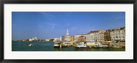 Framed Buildings along a canal with a church in the background, Santa Maria Della Salute, Grand Canal, Venice, Italy Print