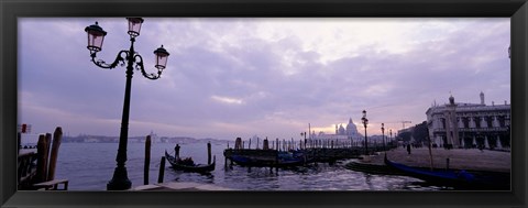 Framed Gondolas in canal with a church in the background, Sana Maria Della Salute, Grand Canal, Venice, Italy Print