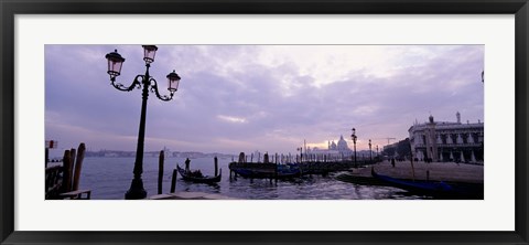 Framed Gondolas in canal with a church in the background, Sana Maria Della Salute, Grand Canal, Venice, Italy Print