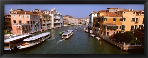 Framed High angle view of ferries in a canal, Grand Canal, Venice, Italy Print