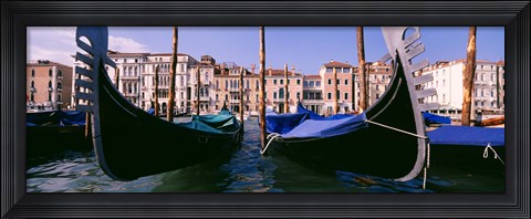 Framed Close-Up of Gondolas, Grand Canal, Venice, Italy Print