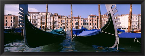 Framed Close-Up of Gondolas, Grand Canal, Venice, Italy Print