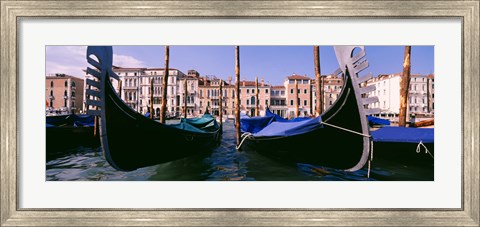 Framed Close-Up of Gondolas, Grand Canal, Venice, Italy Print