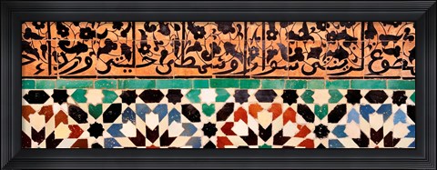 Framed Close-up of design on a wall, Ben Youssef Medrassa, Marrakesh, Morocco Print
