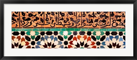 Framed Close-up of design on a wall, Ben Youssef Medrassa, Marrakesh, Morocco Print