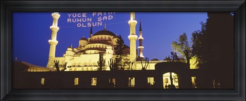 Framed Blue Mosque at night, Istanbul, Turkey Print