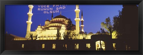 Framed Blue Mosque at night, Istanbul, Turkey Print