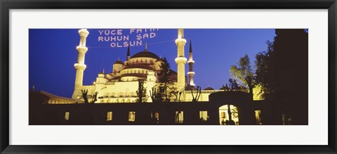 Framed Blue Mosque at night, Istanbul, Turkey Print