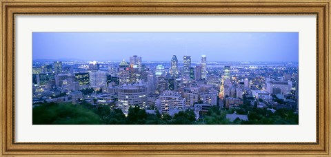 Framed Cityscape at dusk, Montreal, Quebec, Canada Print