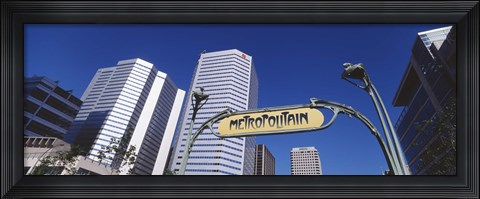 Framed Low angle view of buildings, Cite Internationale Square, Montreal, Quebec, Canada Print