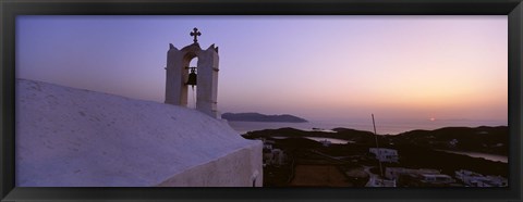 Framed Bell tower on a building, Ios, Cyclades Islands, Greece Print