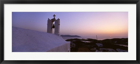 Framed Bell tower on a building, Ios, Cyclades Islands, Greece Print