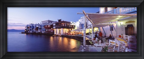 Framed Waterfront View of Mykonos, Greece Print