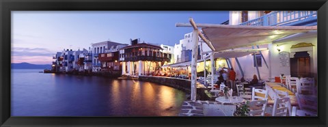 Framed Waterfront View of Mykonos, Greece Print