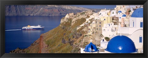 Framed Buildings in a valley, Santorini, Cyclades Islands, Greece Print