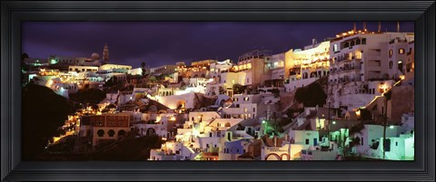 Framed Town at night, Santorini, Greece Print