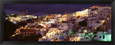 Framed Town at night, Santorini, Greece Print